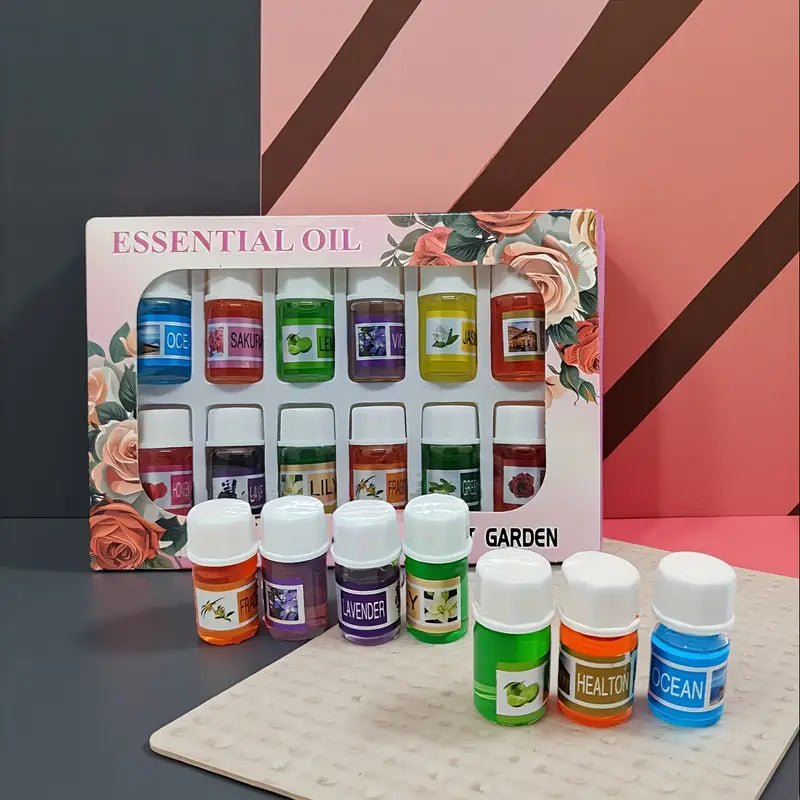 12 Pure Natural Essential Oils - Soluble Aroma Fragrance Oil Air Humidifier