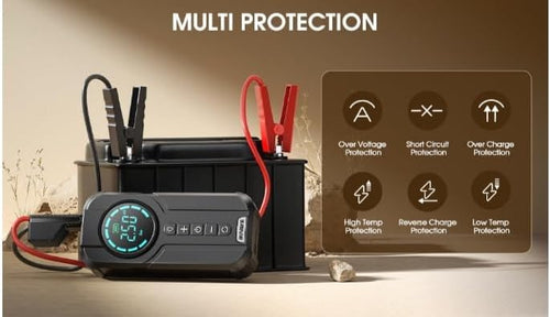 4-in-1 Emergency Car Jump Starter, Tyre Inflator, Power Bank & Flashlight