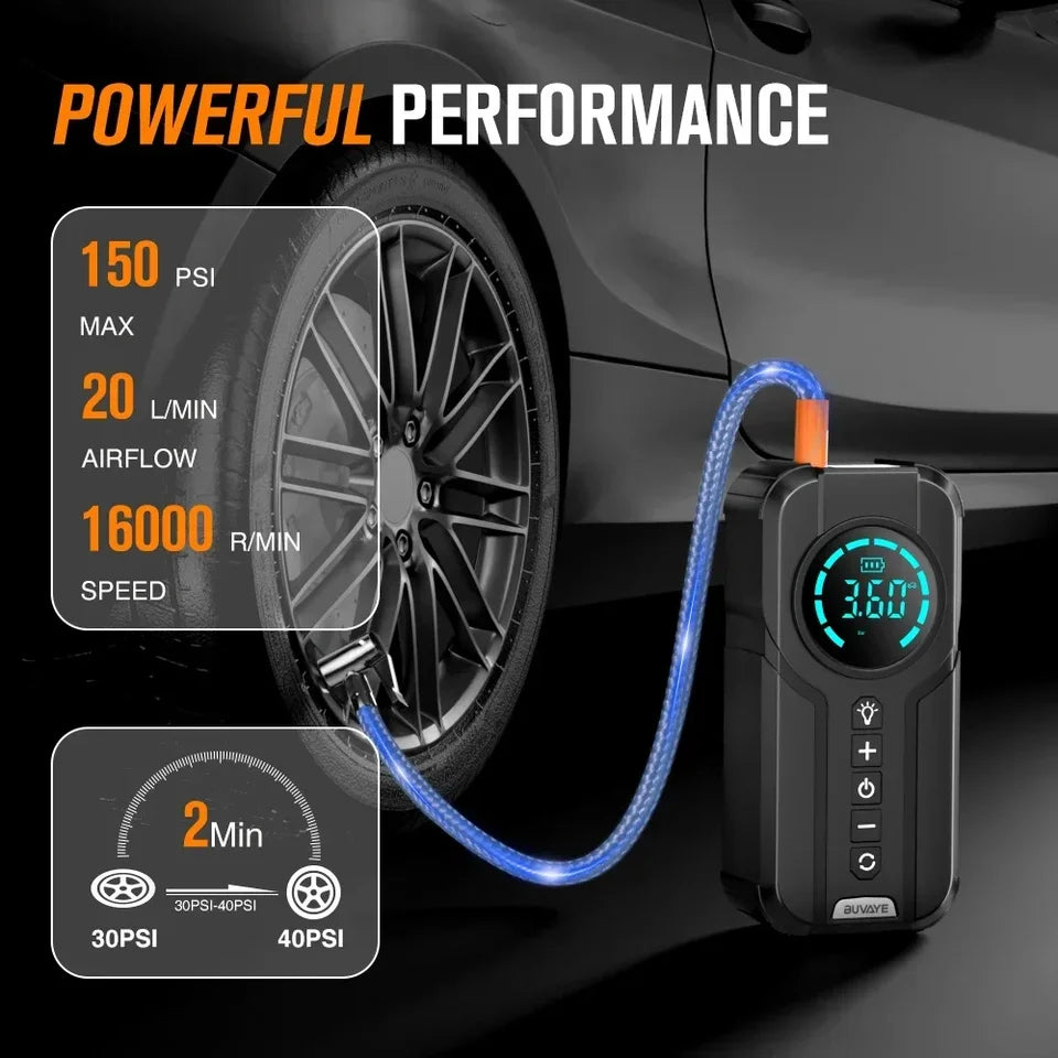 4 in 1 Car Emergency Booster, Tyre Inflator, Power Bank, Flashlight & Gloves