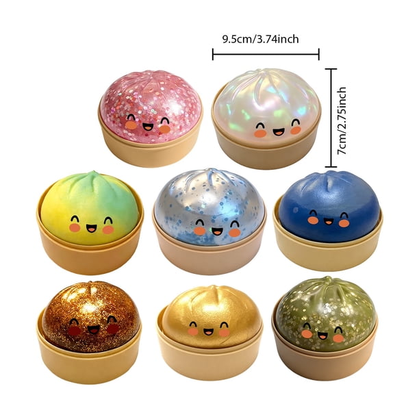 12 Pack (Full Box) Large Mystery Squishy Dumplings (9,5cm) - Glitter Edition