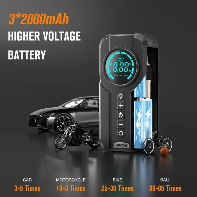 4 in 1 Car Emergency Booster, Tyre Inflator, Power Bank, Flashlight & Gloves